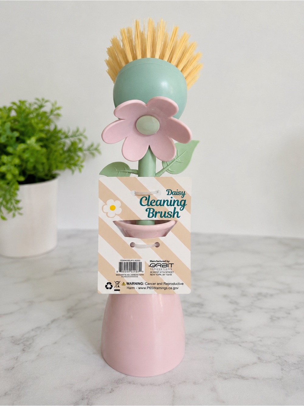 NEW Daisy Flower Kitchen Cleaning Brush w/ Drip Holder | Cute Sink Brush